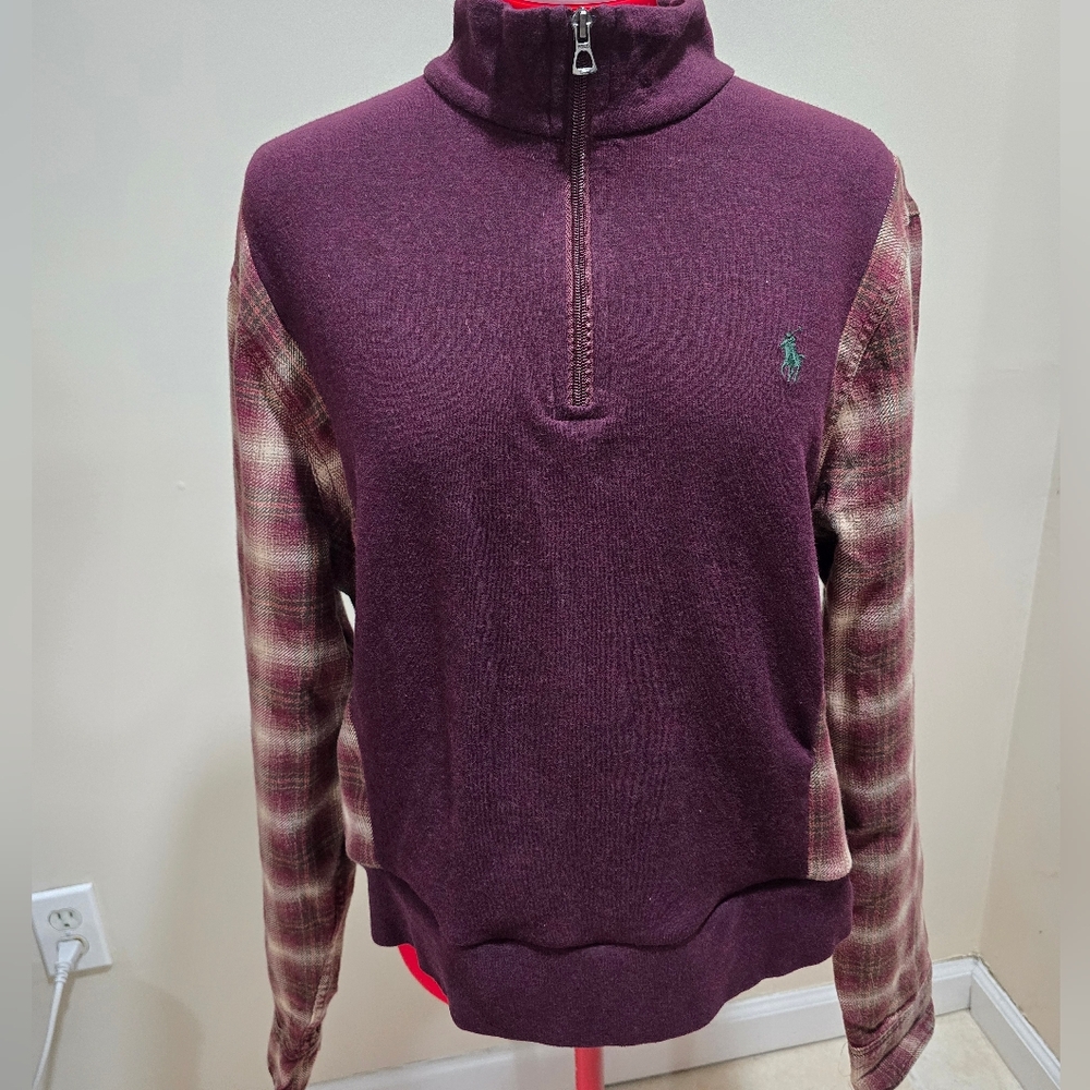 Polo by Ralph Lauren Purple and Plaid Sweatshirt